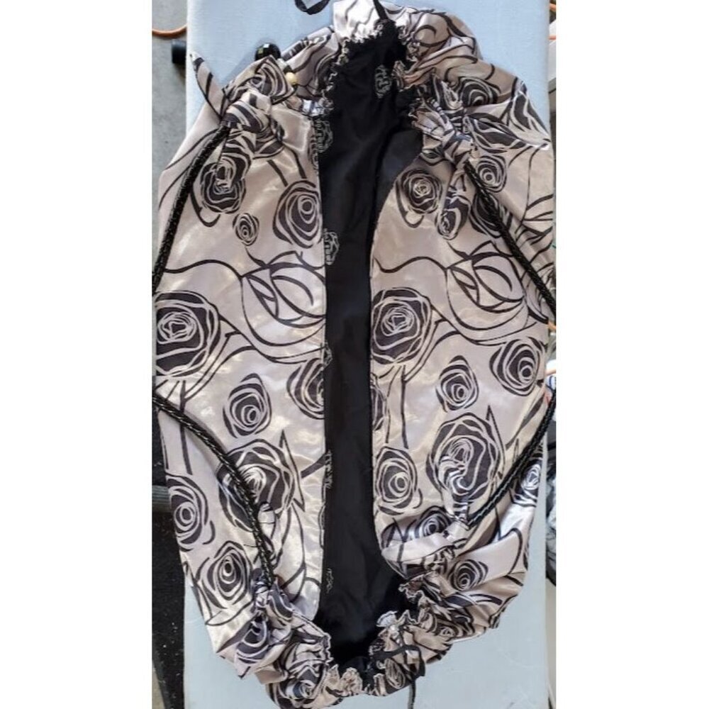 Emma Rose Hobo Bag With Floral Pattern Black & Silvery Taupe Polyester & Polyure